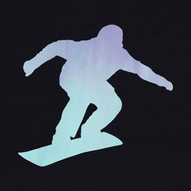 Blue Ice Snowboarder Silhouette by Moon Lit Fox